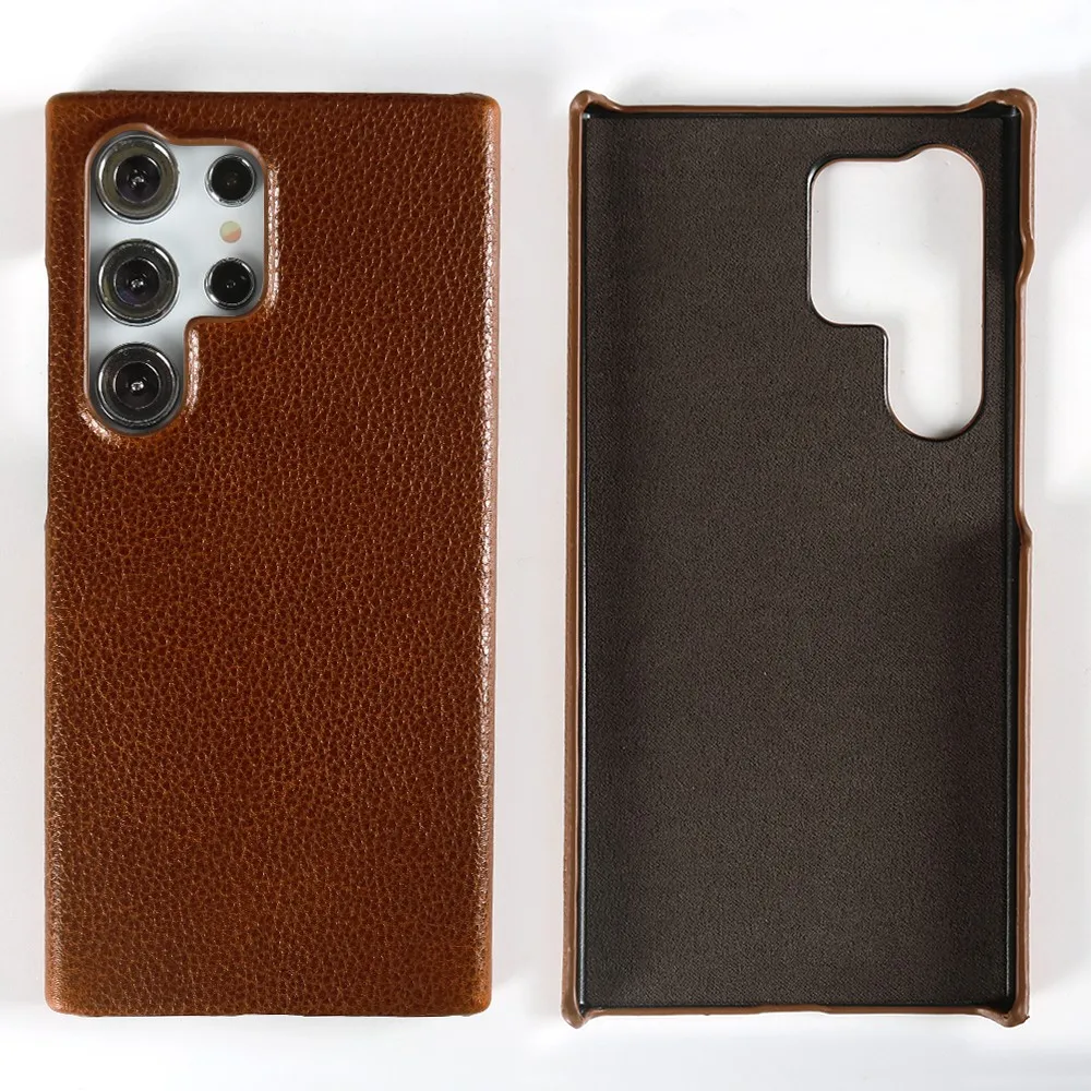 Luxury Genuine Leather Phone Cover – Real Cowhide Back Shell Coque