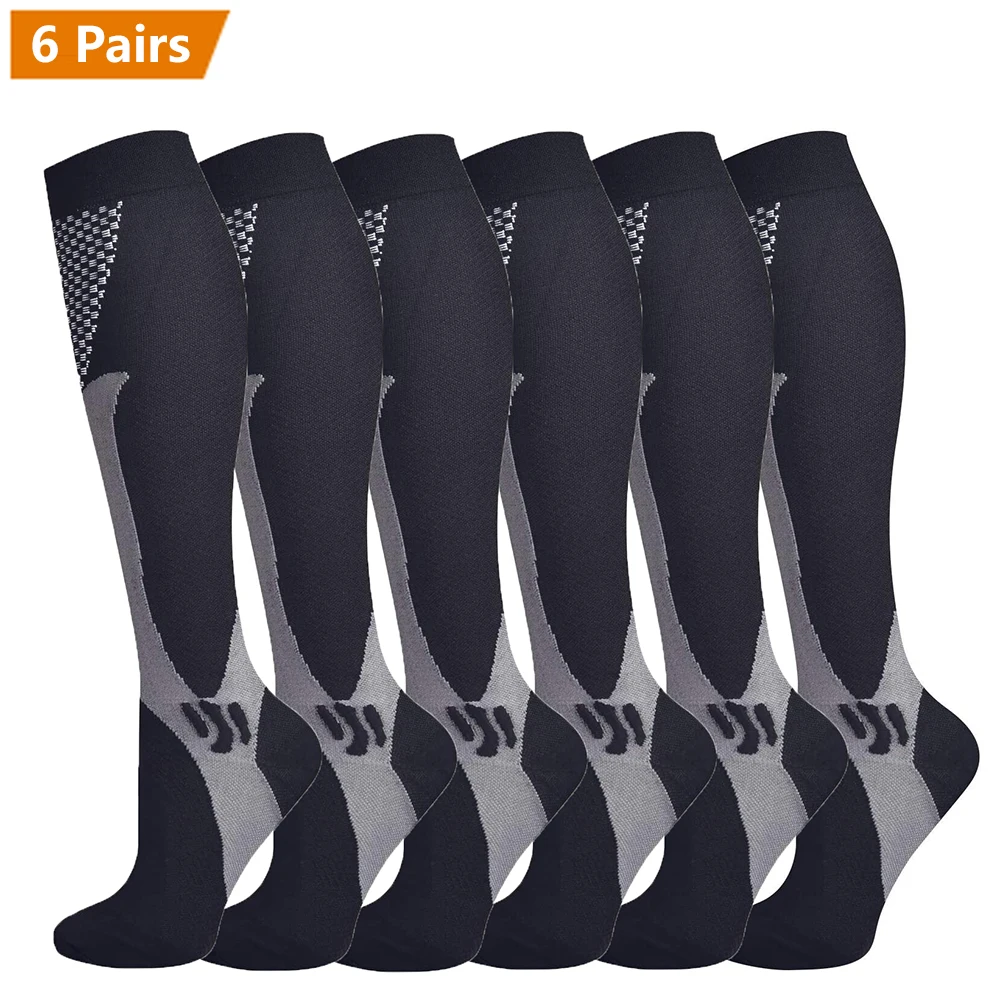 Brothock 6 Pairs for Dropshipping Compression Socks 20-30 MmHg Best for Athletic Nylon Cycling Medical Nursing Sport Stockings