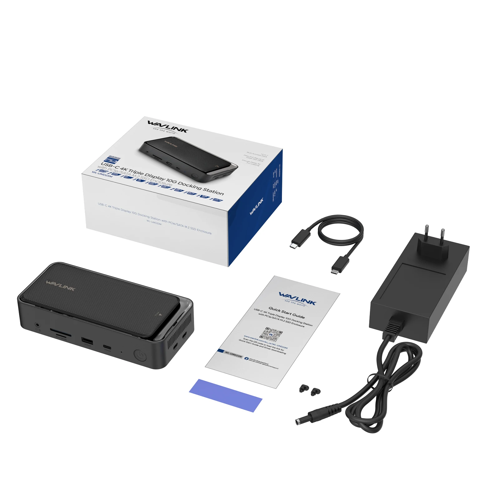 WAVLINK USB C Triple 4K@60Hz Display Docking Station 13-In-1 Type C 5Gbps Hub with M.2 PCIe/SATA SSD Enclosure Support 100W PD 6