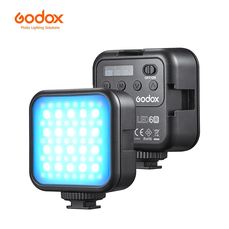 

Godox светодиодный 6R RGB, с регулируемой яркостью 0-360, полноцветный 3200K-6500K, 13 FX эффектов, встроенный литий-ионный аккумулятор 1800 мАч для видеосъемки