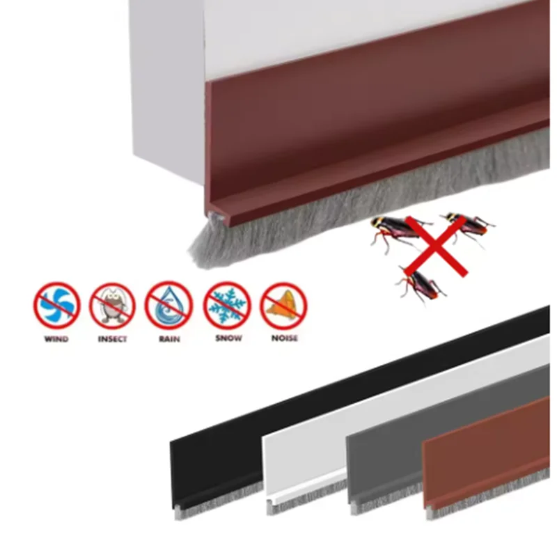 Enhanced Draft Excluder Door Seal – Brush Rubber 4-In-1 Weatherproof Strip