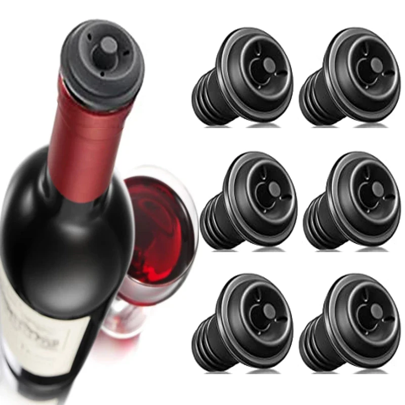 4pcs Black Wine Bottle Vacuum Saver Sealer Plug Button Stoppers Preserver Pum PT 