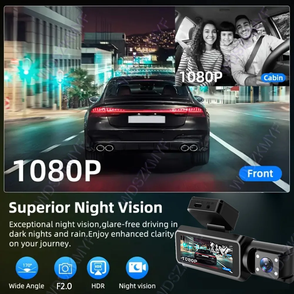 WIFI APP Dash Cam for Car 1080P Video Recorder  2/3Channel Dashcam Car DVR Front Rear View Camera Parking monitor car accessory