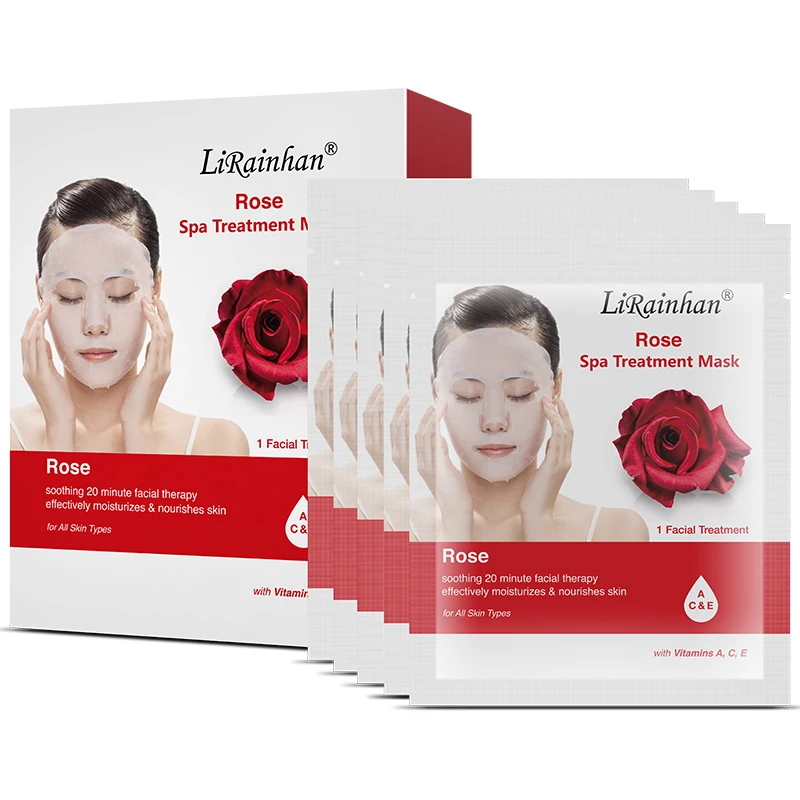10 PCs Rose Spa Facial Mask Brighten Strengthen Water-oil Balance Natural Herbal Extracts