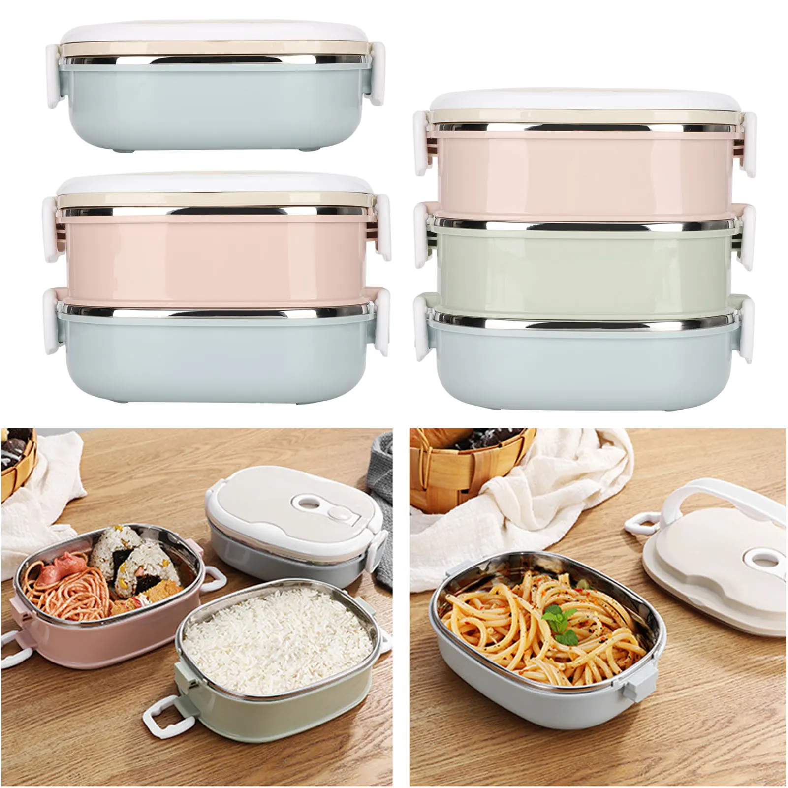 Lunch Box Lunch Box Portable Stainless Steel Food Container for Student Children Work Kitchen Utensils Stainless Steel Lunch Box - 4