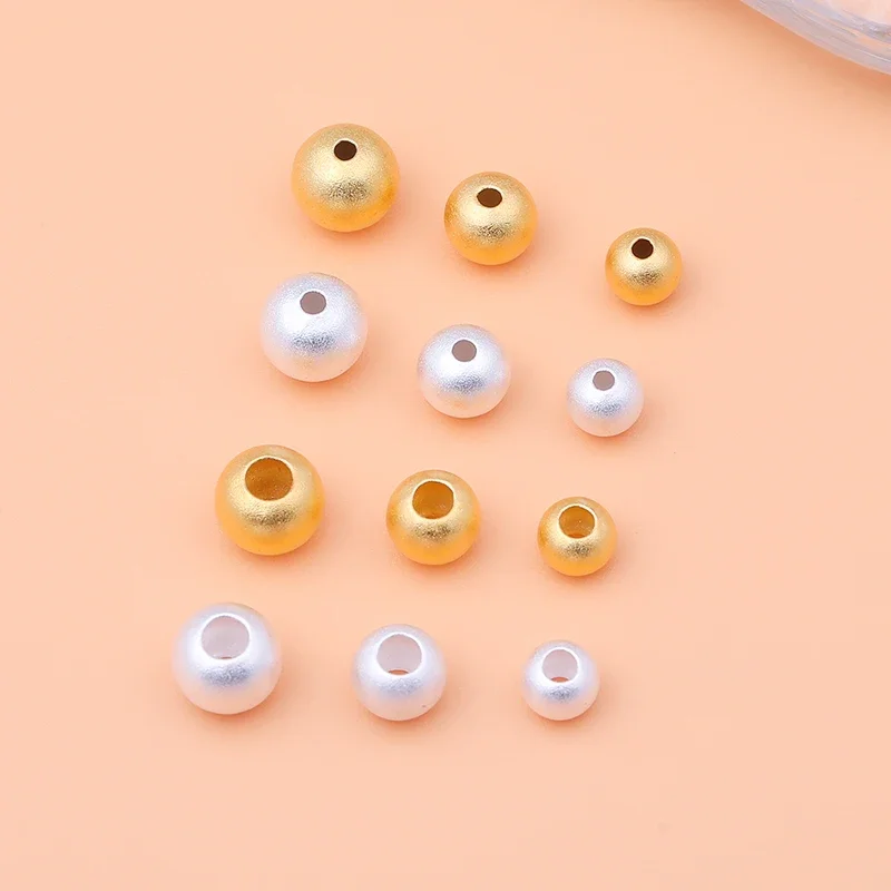 925 Sterling Silver Gold Plated Beads Frosted Spacer Beads For