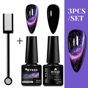 Mtssii 3 Pz/set 7ml 9D Fuochi D'artificio Gatto Gel Magnetico Smalto Per Unghie Lucido Glitter Gel Lacca Semi Permanente Soak Off UV LED Vernice 1