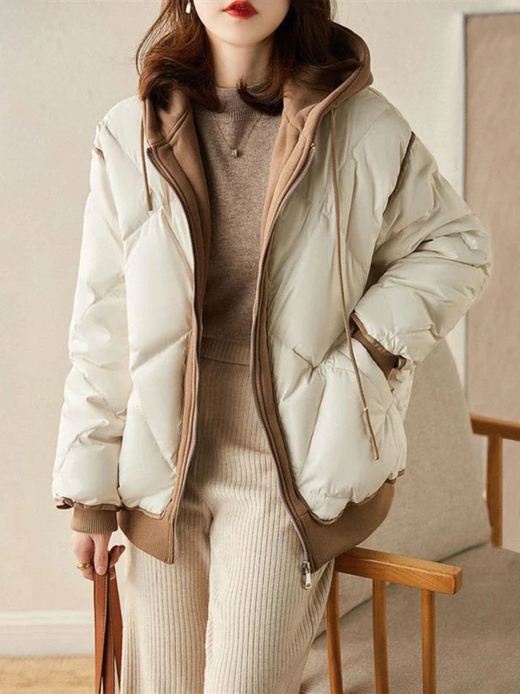 

Women's Winter Coats Fashion Warm and Comfortable Women's Jacket 2023 Hit Korean Version Hooded Splicing Cotton Clothes Female