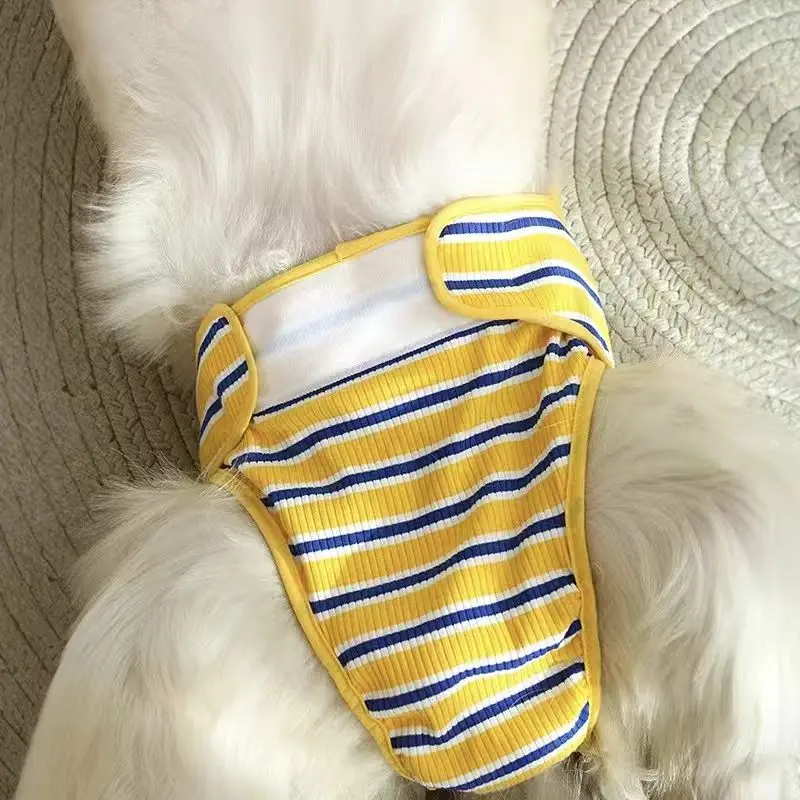 벨크로와 조절 가능한 끈이 장착된 개 줄무늬 패턴 생리학적 의류 편안하고 통기성이 좋은 개 용품