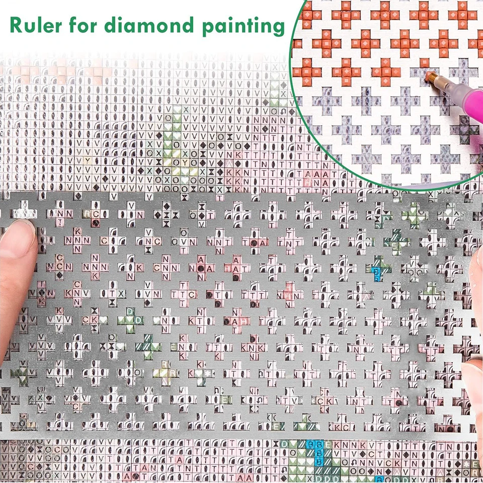 Righello Per Pittura Diamante - 2 Pezzi In Acciaio Inox Per Ricamo Fai-Da-Te