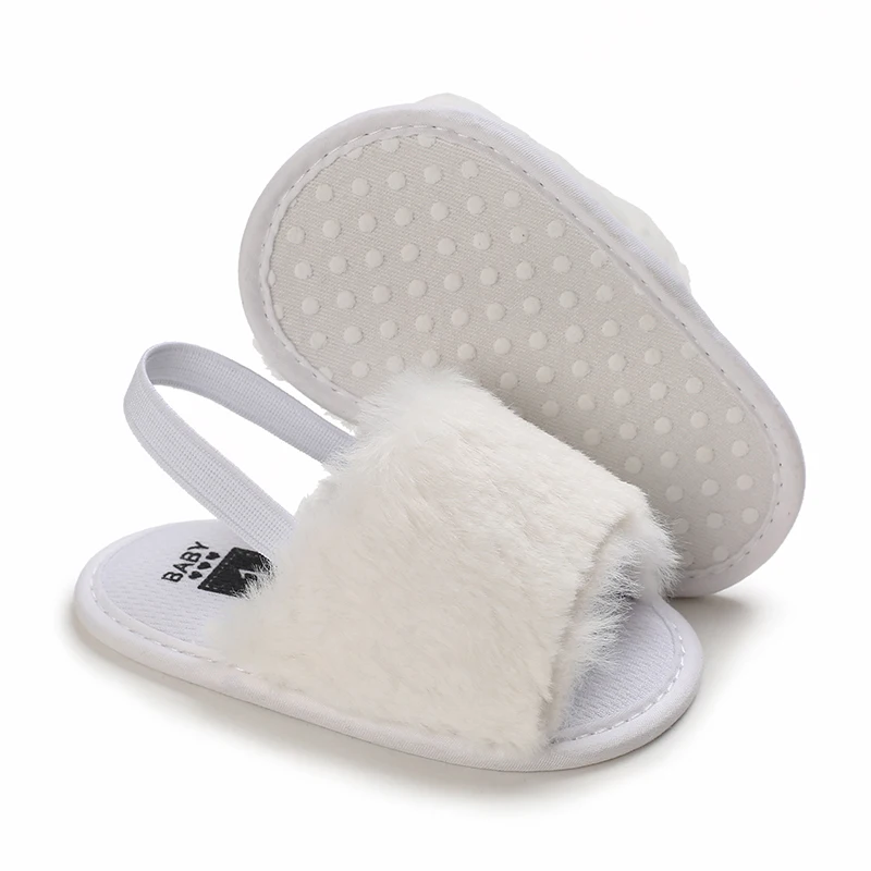Elastic straps, soft soles, anti slip slippers, soft and comfortable synthetic fur baby sandals