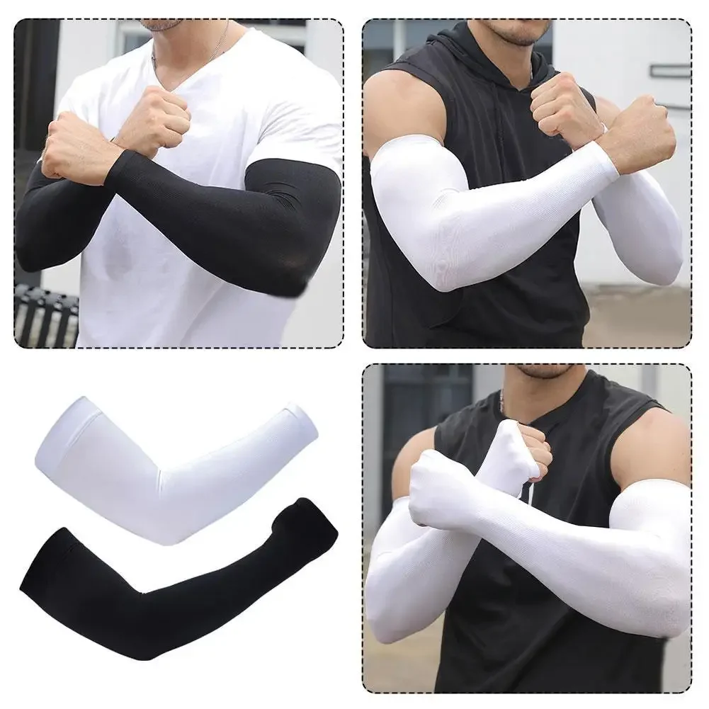 2pcs Summer Sunscreen Sleeves Ice Silk Men's Plus Size Arm Protection Protection Gloves Arm Sleeves Quick Dry Arm Warmer