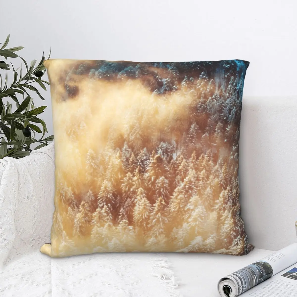 

Forest Sky Mountain Climb Landscape Square Pillowcase Polyester Pillow Cover Velvet Cushion Decor Comfort Throw Pillow For Home