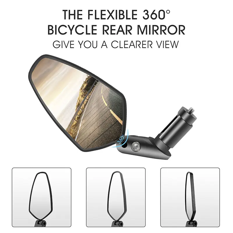 Description Picture 4 of itemWEST BIKING 1 PC Safety Bike Rear View Mirror Wide Angle MTB Handlebar Mirrors 360°Adjustable Lens Cycling Accessories