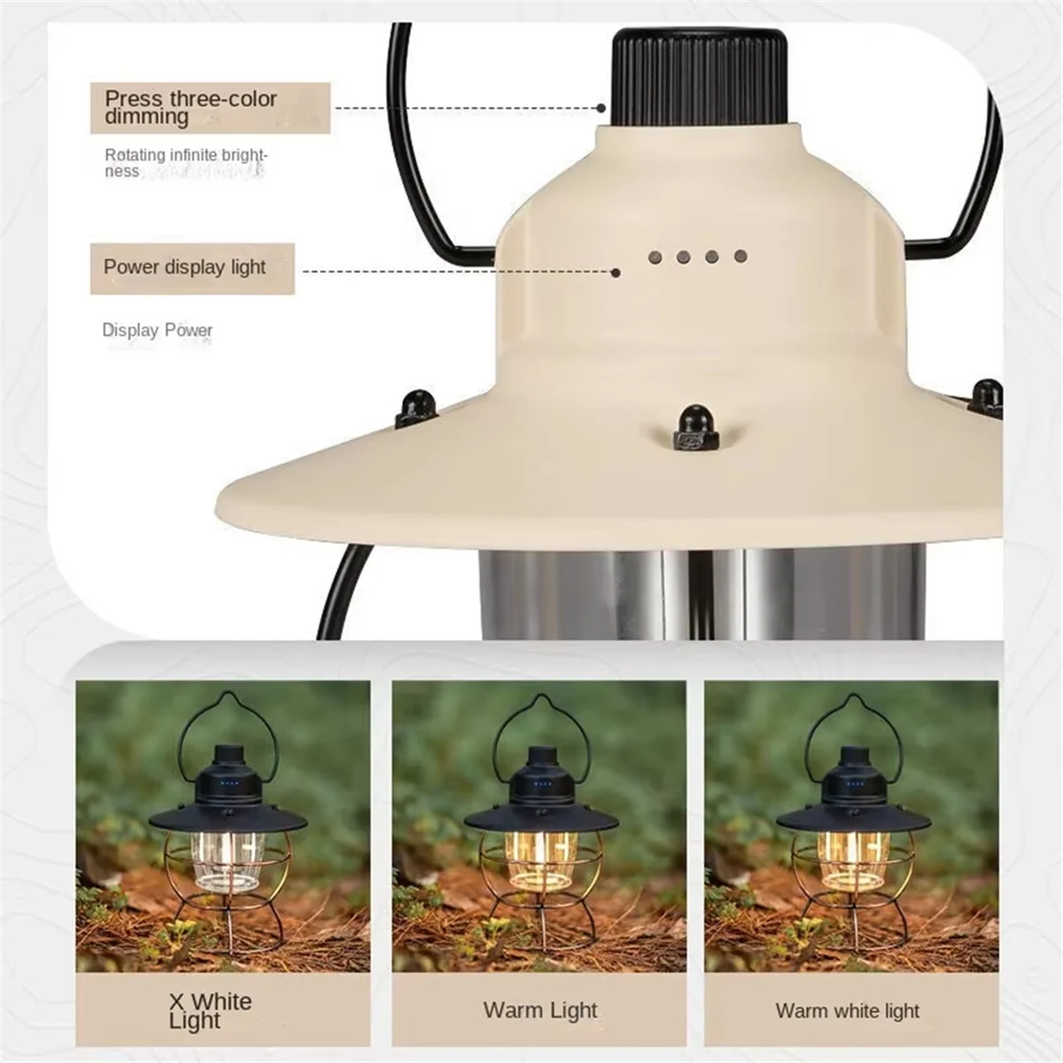 BAAU Rechargeable LED Camping Light-Portable Outdoor Tent Lamp with Strong Illumination, Suitable for Camping Green
