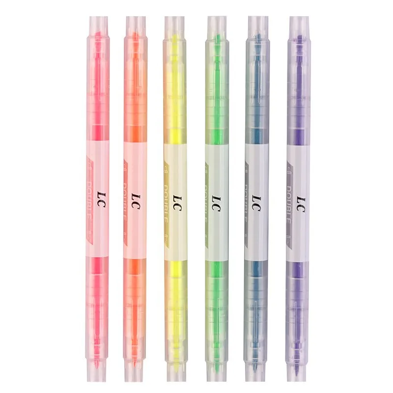3/6pcs Double colored Highlighter Pen Marker Fluorescent Drawing Double-headed Pastel Stationery highlighter marker highlighter pen marker pen