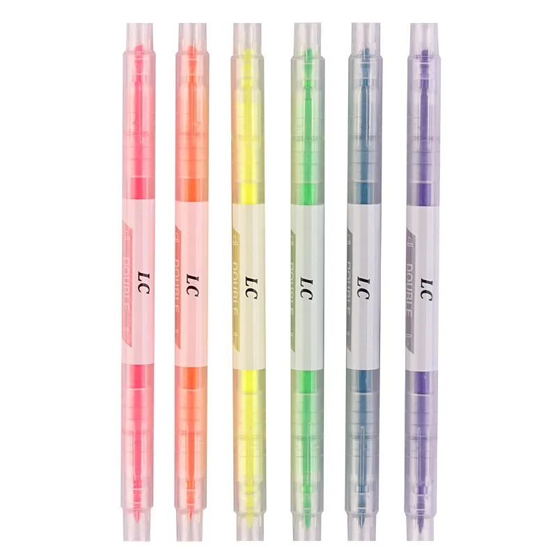 Rotuladores fluorescentes de doble color, subrayadores de dibujo, papelería  de colores Pastel, 3/6 piezas - AliExpress