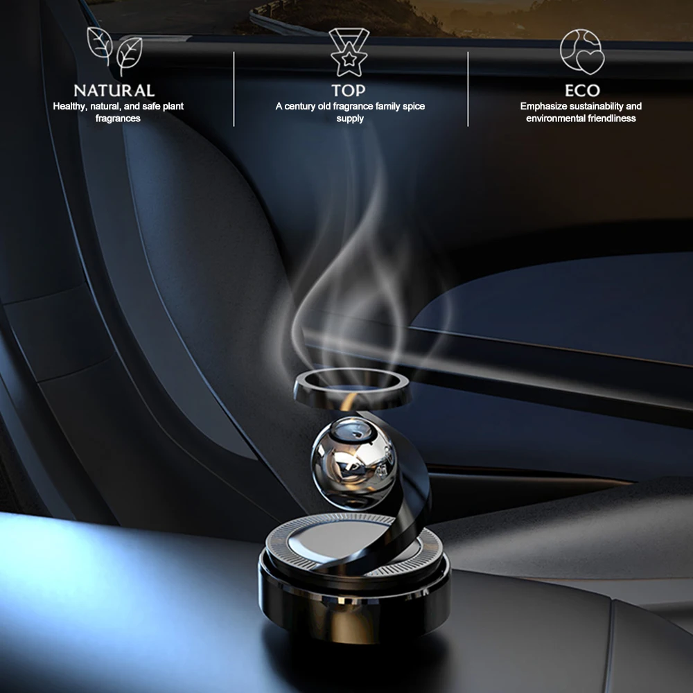 Solar Car Rotating Aromatherapy Perfume Diffuser Levitation Rotating Auto Lasting Fragrance Air Purifier Car Interior Decoration Accessories