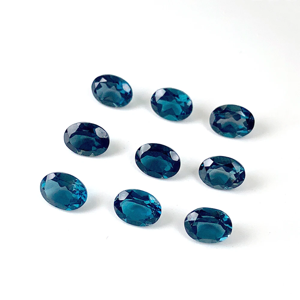20pcs Facet Oval 3x4mm-3x5mm London Blue Topaz Semi-precious Natural Stone Eye Clean Loose Gemstone For Jewelry Making