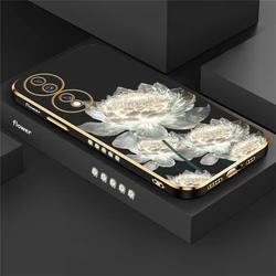 Lotus Flower Luxury Plating Shockproof Silicone Phone Case for Honor X10 (Black - 385W)