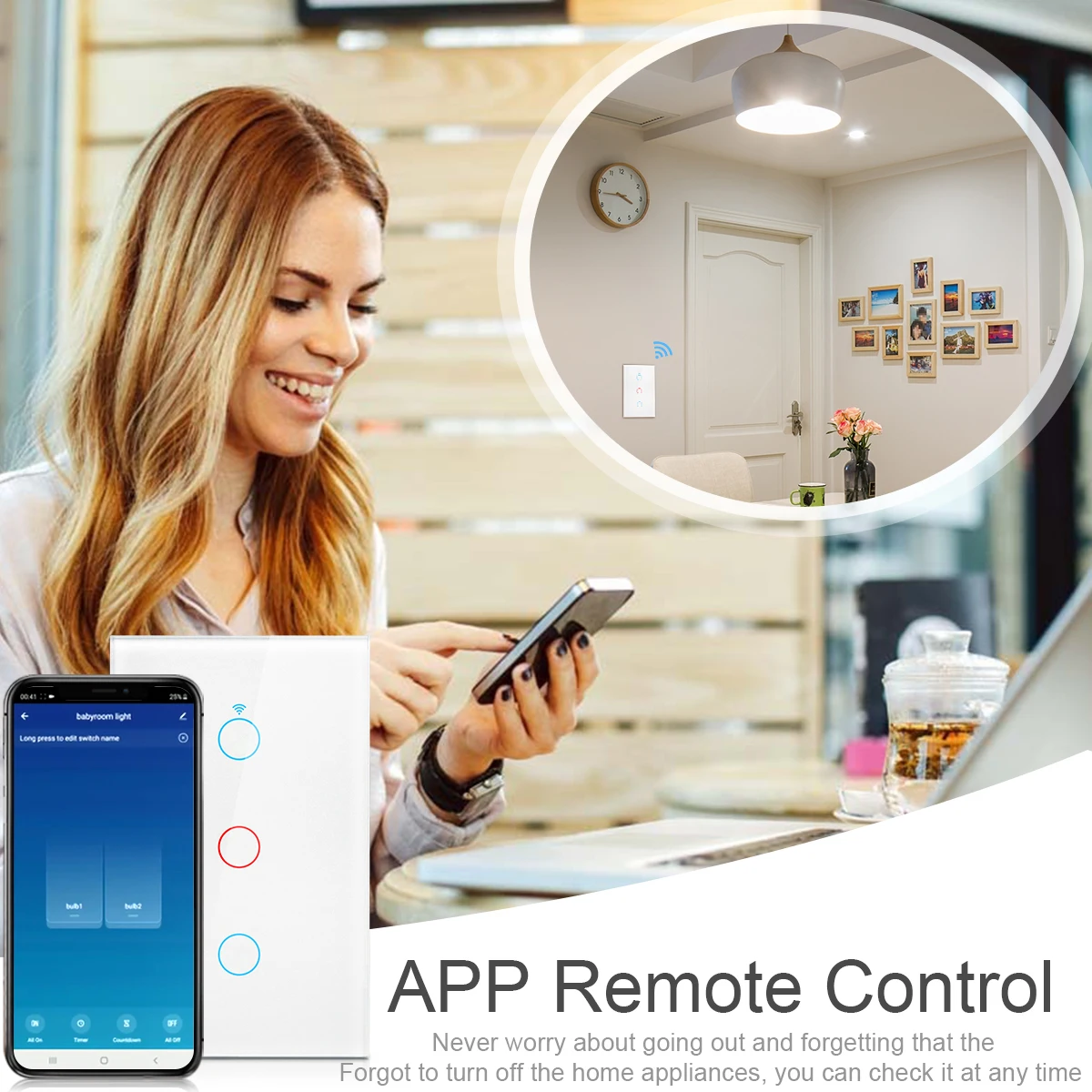 Tuya WiFi Smart Light Switch US 120 Type Wireless Wall Touch Panel 1/2/3/4 Gang Support Alexa Google Home Smart Life