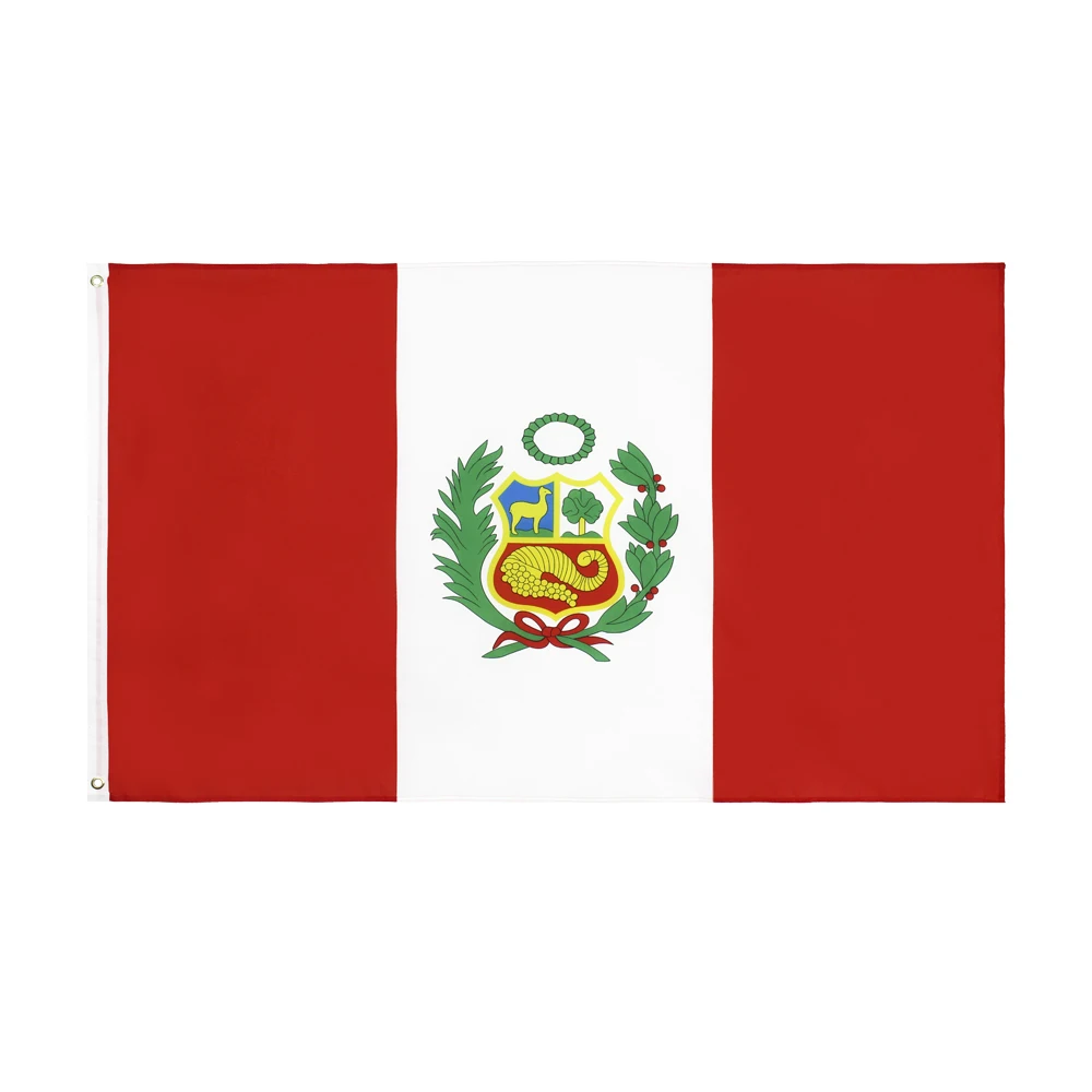 Bandera de Perú de doble cara impresa, tela de poliéster de 90x150cm, doble puntada, PE, Bandera Nacional peruana para decoración, envío gratis
