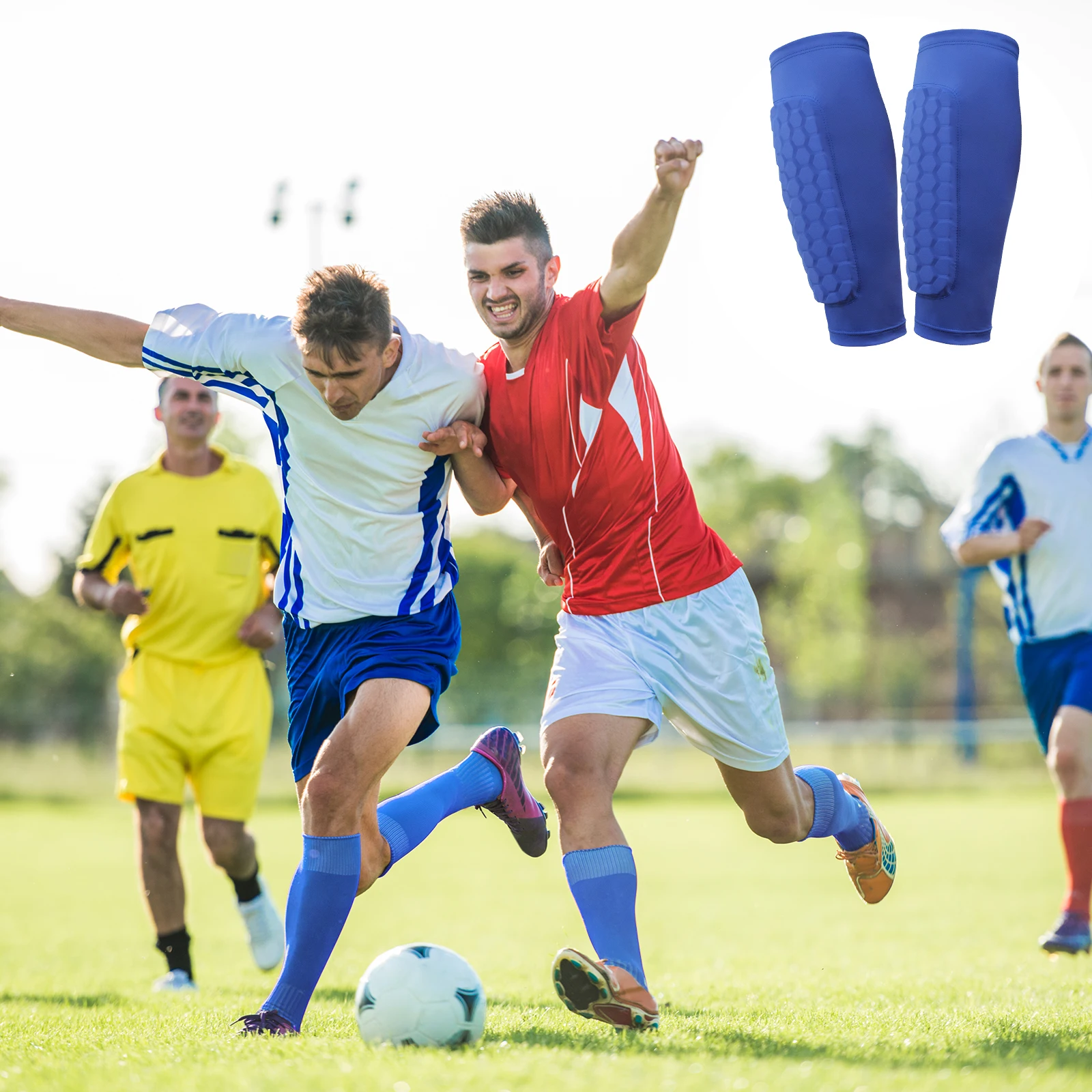 Shin Defender with Honeycomb Pads Football Shin Pads Breathable Lightweight Calf Protective Gear for Kids Youth Adults