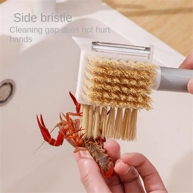 Fruit Vegetable Brush Kitchen Potato Cucumber Stainless Steel Hole Digging Peel Knife Brush Multifunctional Pot Bowl Clean