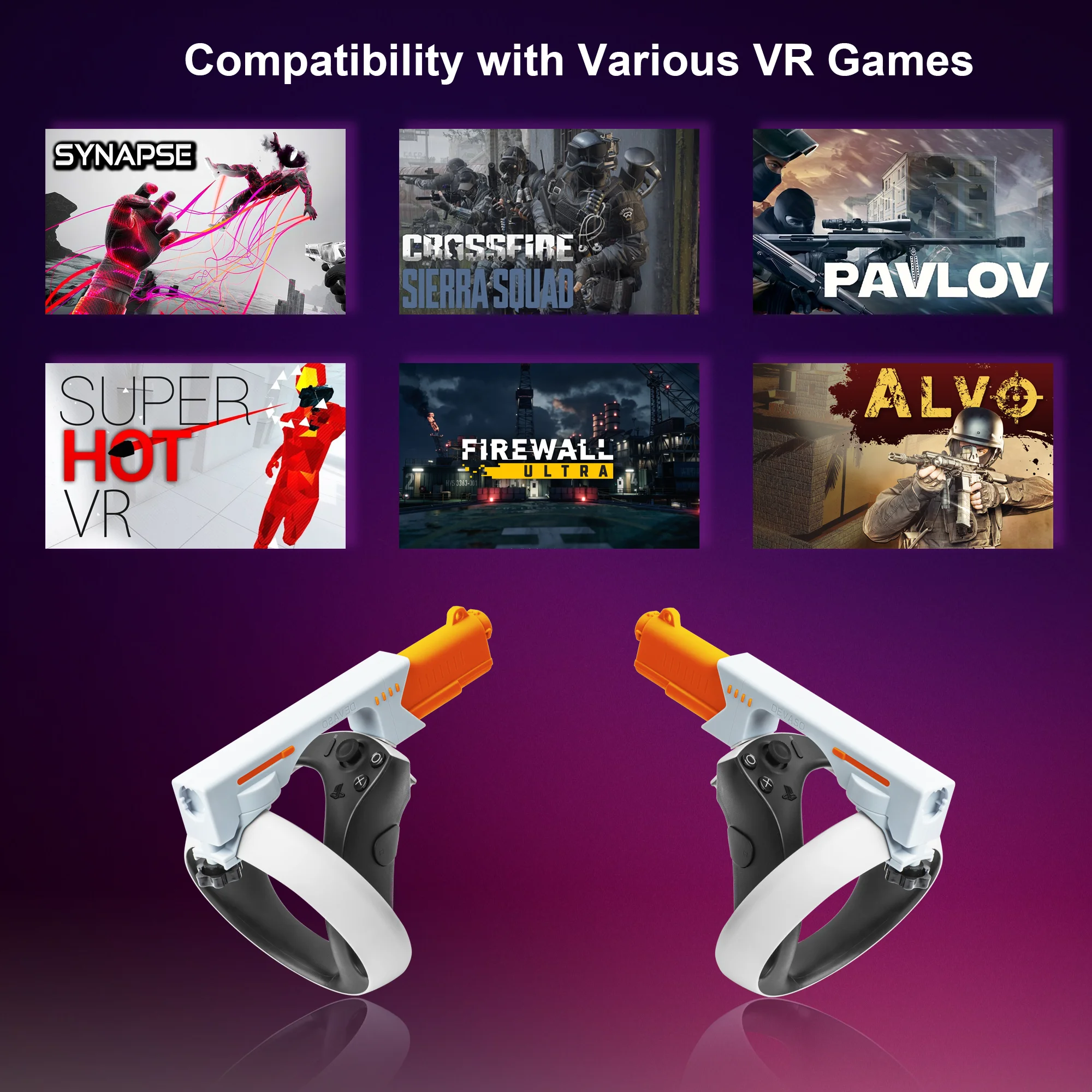 With PS VR2 controller pistol stock holder can quickly change the body sensing handle shooting game stock accessories