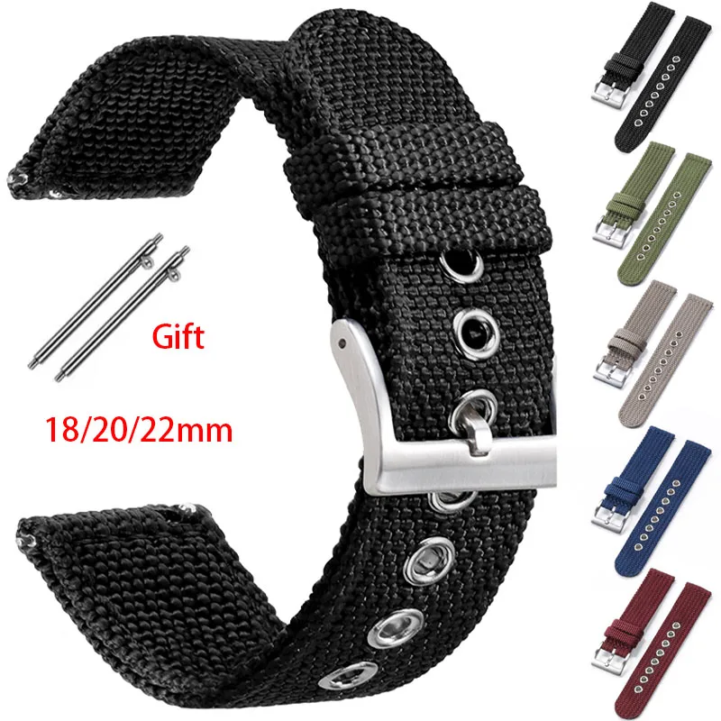 Nylon Canvas Sport Strap - Soft & Comfortable Quick Release Watchband Replacement