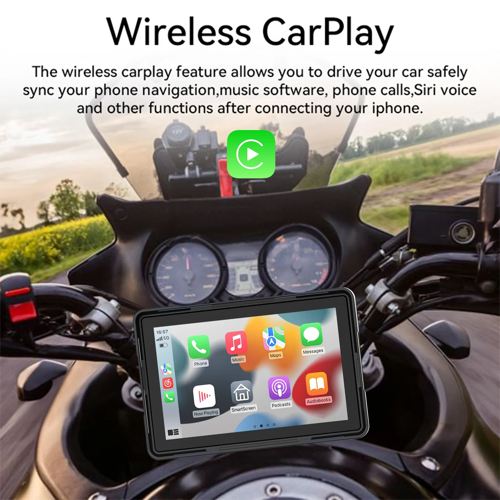5 inch Waterproof Touchscreen, Support Dual Bluetooth, Car GPS, Siri