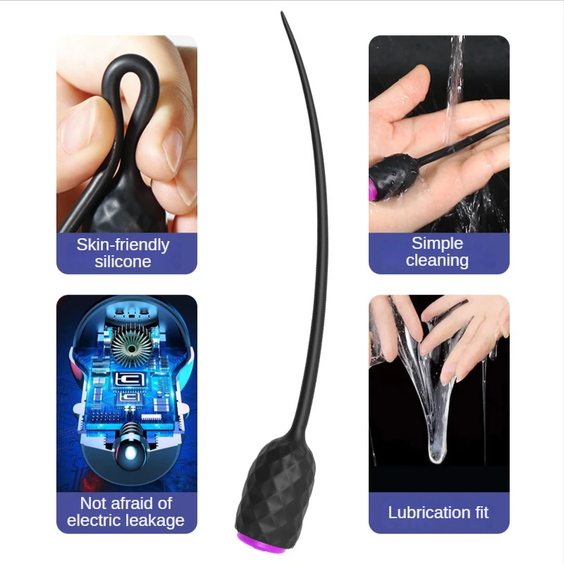Vibrating Urethra Sound Dilator Massager Dildo Vibrator NEW 10 Speed Long Urethral Vibrator Catheter Penis Plug Sex Toys for Men penis sex toys