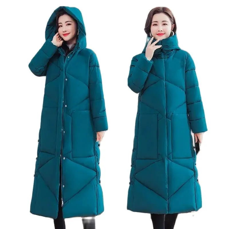 

Thickened Down Cotton-Padded Jacket Women's Winter 2023 New National Style Loose Cotton-Padded Long Over-The-Knee Women Coat