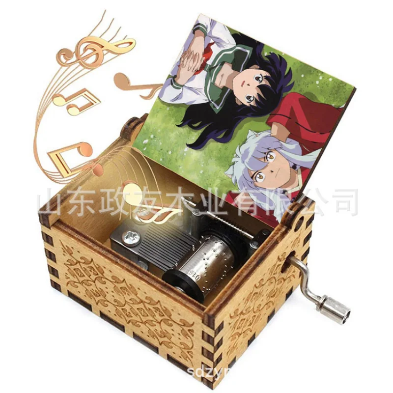 Wooden Music Box Hand Cranked Mini Music Box Painted Inuyasha Boutique Gift Birthday Gift