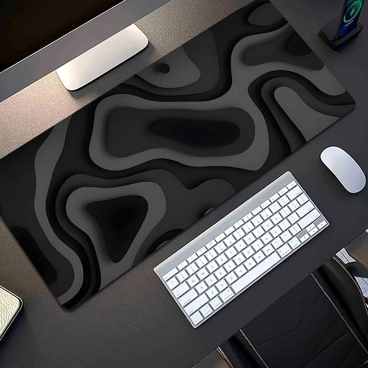 Black Gray Swirl Design Large Mouse Pad Desk Mat Gaming pad pc accessories Computer keyboard mouse pads Office carpet maus pad Image 7