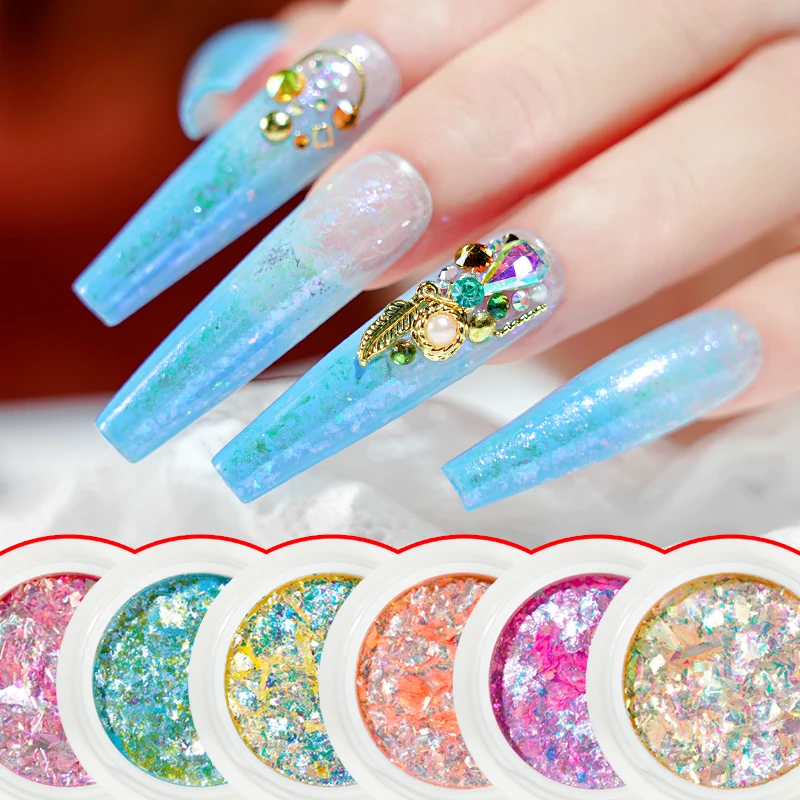 1 Scatola Shiny Mermaid Opal Powder Nail Art Glitter Ice Aurora Magic Mirror Neon Powder Manicure Unicorn Opal Flakes Paillettes Per Unghie
