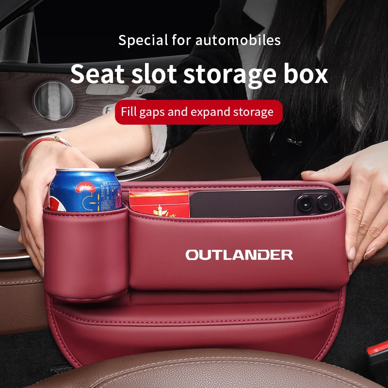 Шкатулка для хранения для автомобильного сиденья для Mitsubishi OUTLANDER 2023 2022, карманная сумка для ключей от телефона, кожаные аксессуары для автомобильного интерьера