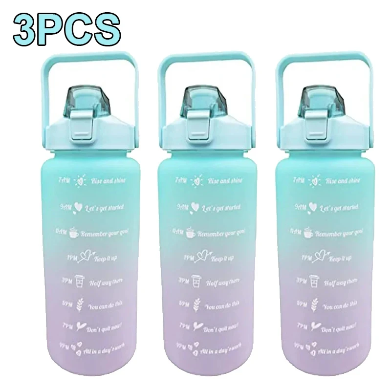 Stay Hydrated 2-Liter Leakproof Sport Water Bottle with Motivational Time Markers
