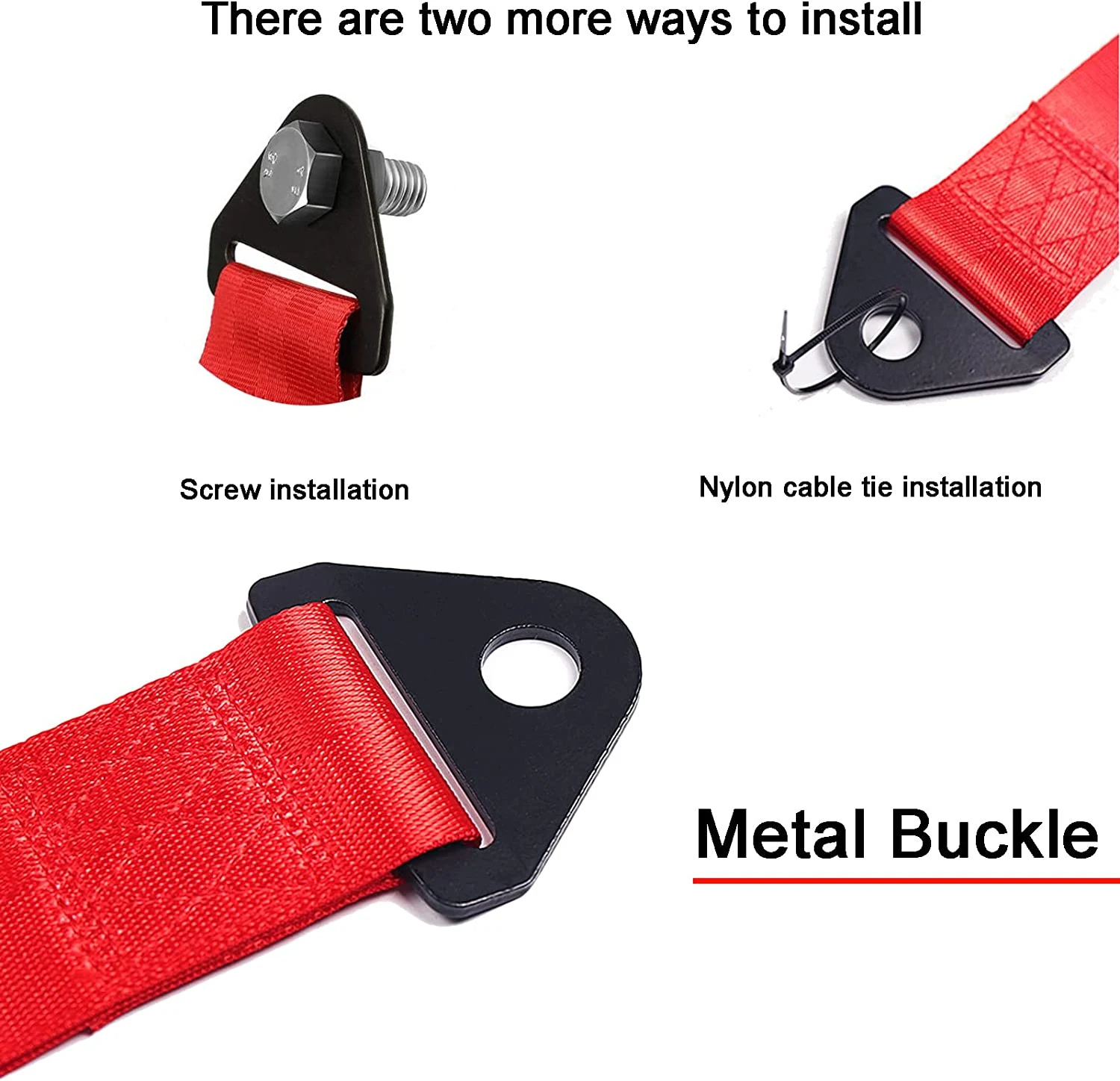 For Front or Rear Front Bumper Decortive Trailer Belt AULESSE Tow Strap 2PCS JDM Racing Tow Strap Black Blue Red