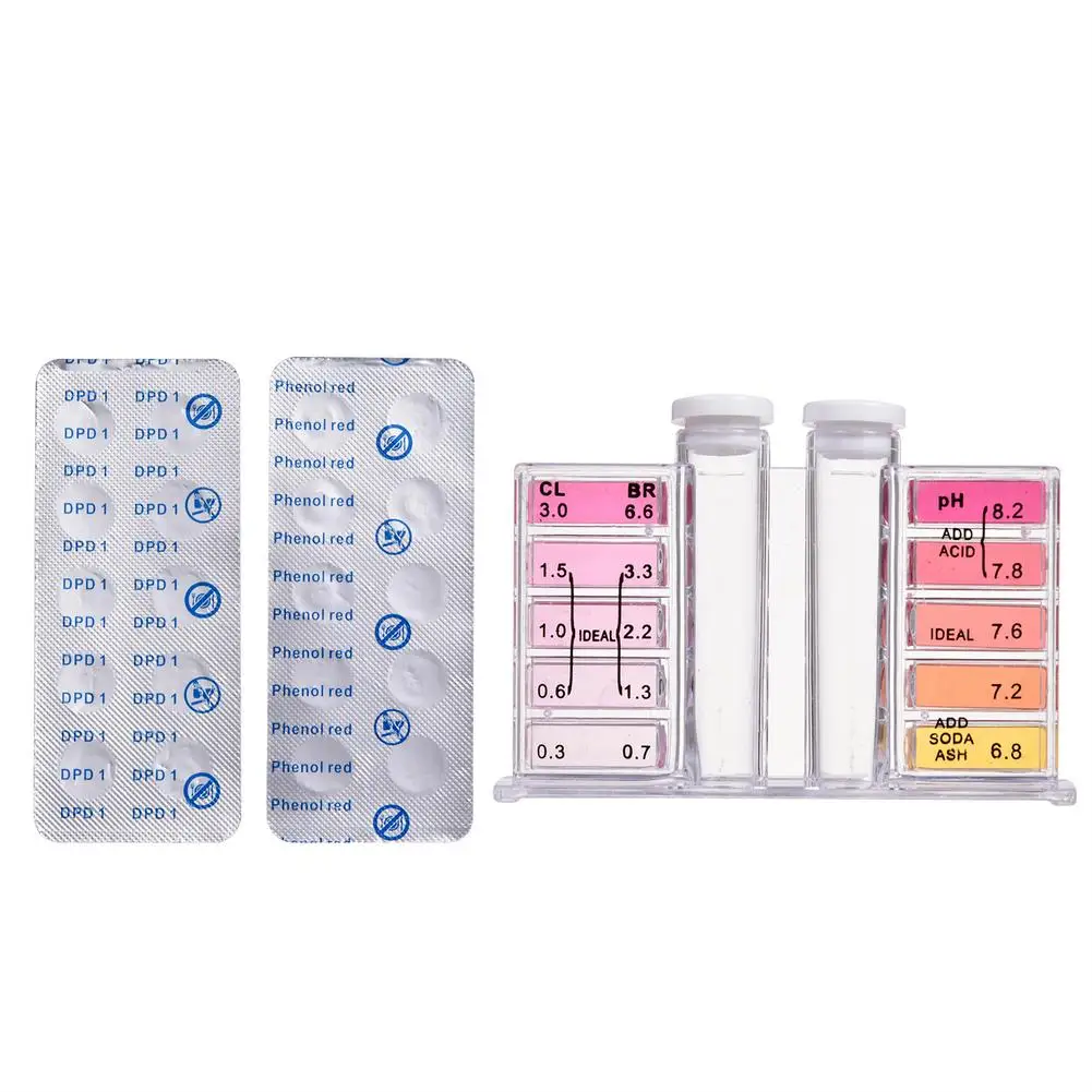 Water quality test kit Water Quality Test 2-in-1 Detector Reagent Tube PH Value/DPD1 Chlorine Test Tablets PH Chlorine Swimming Pool Tester Kit