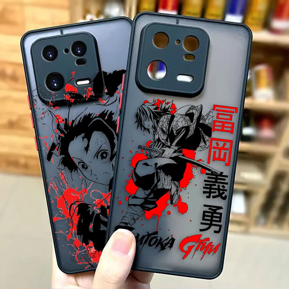 

Japan Anime Demon Slayer Cartoon Matte Case for Xiaomi 13 12 12S 12T 11 11T 10 10T 10S 9 8 6X 5X PRO LITE Case Funda Shell Cover