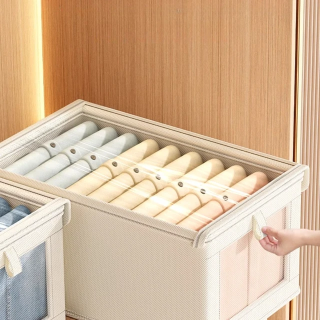 Caja de Almacenamiento de Tela Oxford con Tapa Transparente, Contenedor Plegable Grande para Ropa, Organizador de Armario 6
