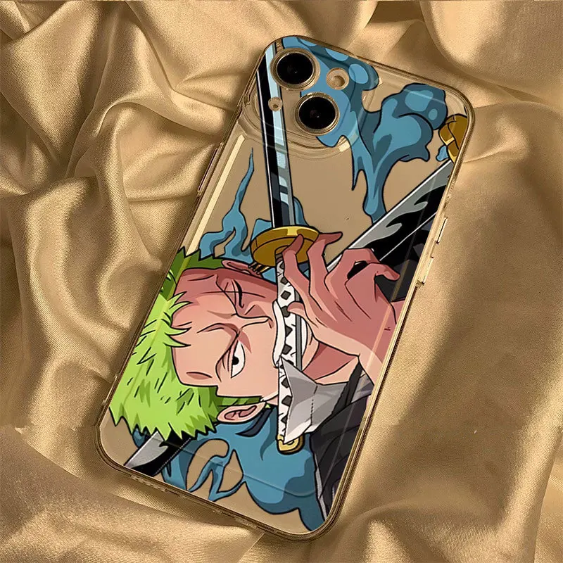thumbnail image 1 of Funda de teléfono con diseño de anime de One Piece Monkey D. Luffy Roronoa Zoro para iPhone 15, 14, 13, 12, 11 Pro Max, carcasa suave con dibujos animados, 1 of 5