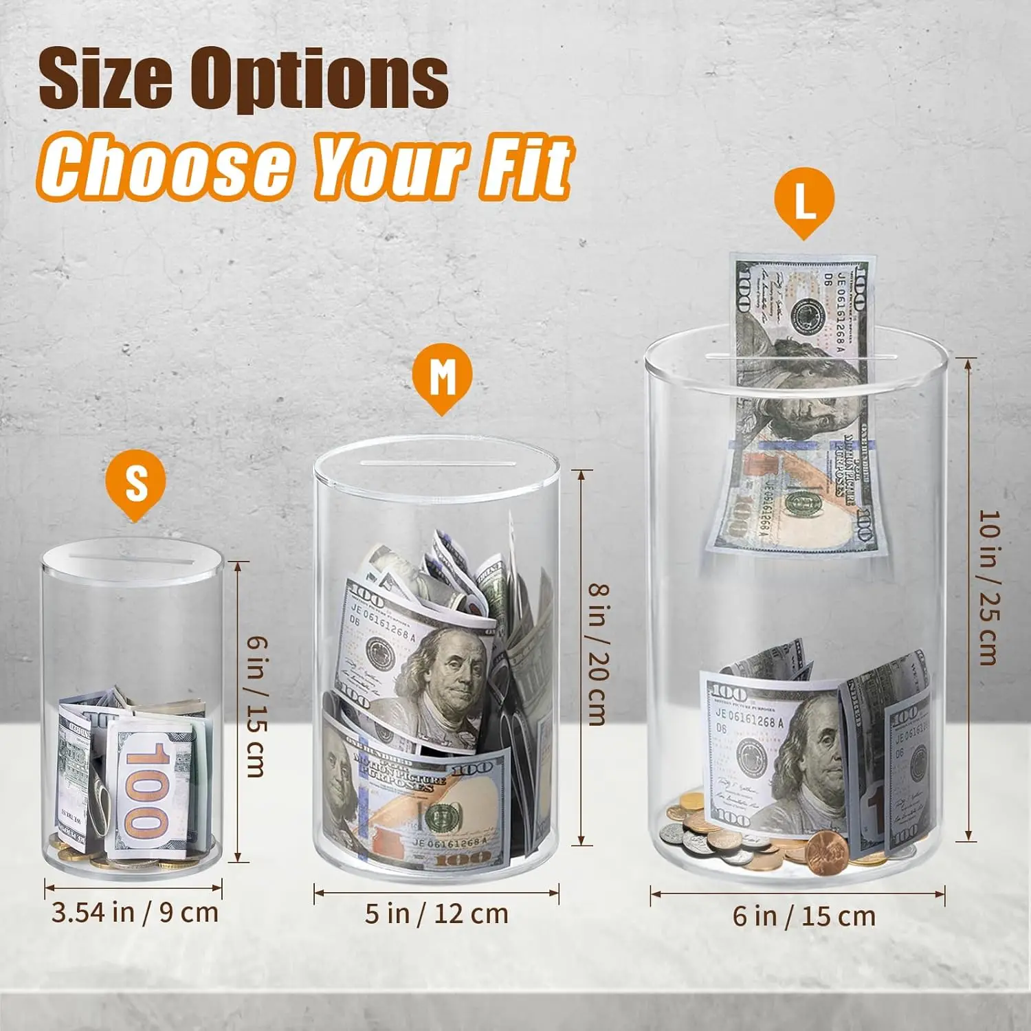 Piggy Bank for Adults Must Break to Open Acrylic Clear Piggy Bank Money Saving Box for Cash Saving Real Money Coin