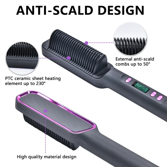 Electric Hot Comb Straight Hair Straightener Comb Straightening Brush Negative Ion Multifunctional Anti-Scalding Styling Tool 4