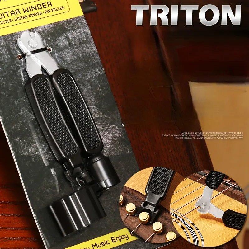Guitar String Winder String Cutter Bridge Pin Puller 3 IN 1String Peg Winder Guitar Repair Tool Black