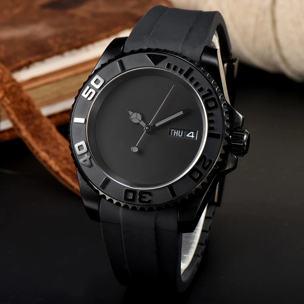 

NH36 Movement 40.5mm Men's Automatic Mechanical Watches Sapphire Glass Ceramic Bezel 20cm Strap 50m Waterproof Wristwatch