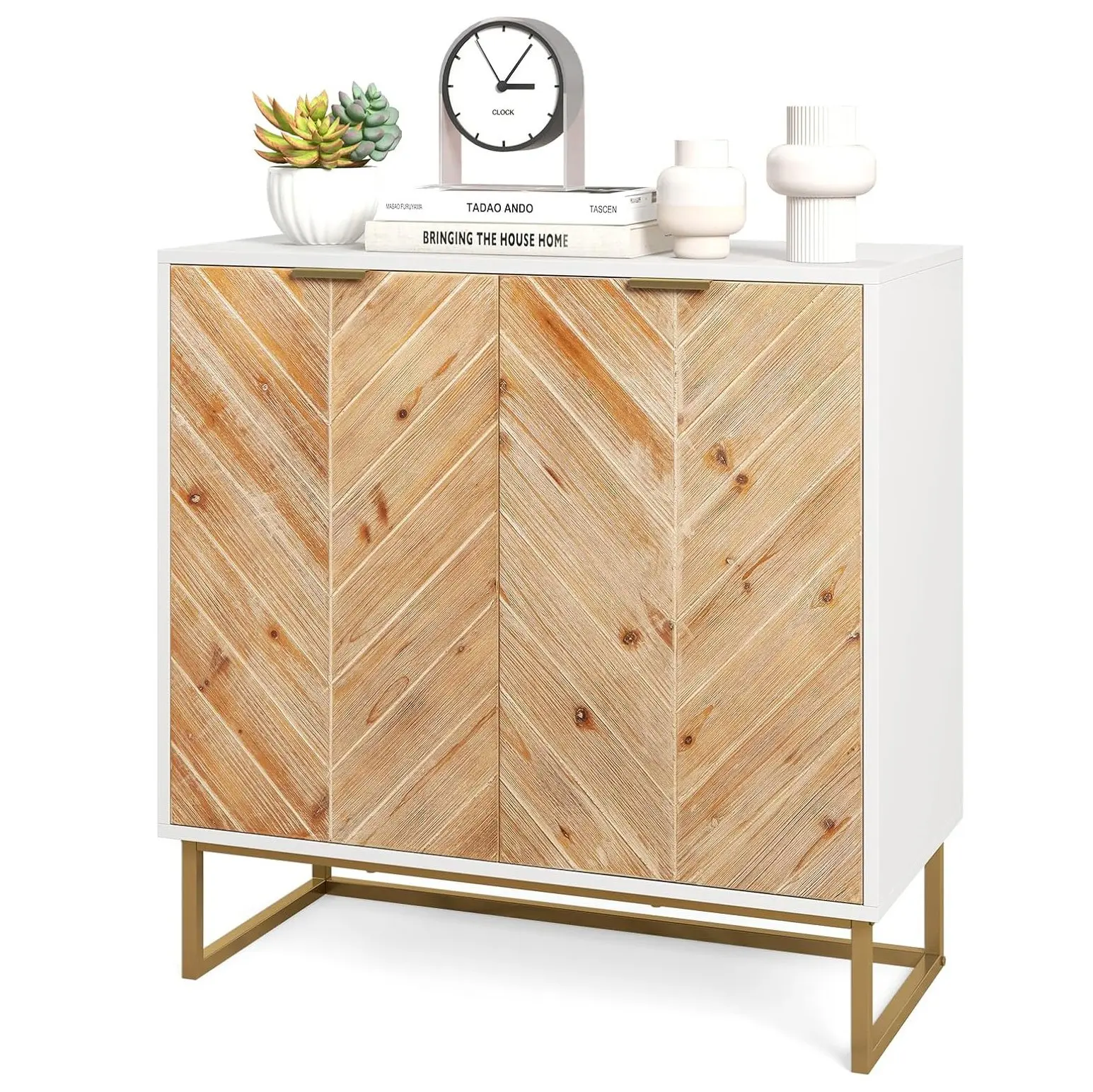 Sideboard with 2 Doors,Cabinet with Shelf,Cabinet with Metal Legs,Cabinet for Kitchen, Dining Room, Living Room,80x40x80cm