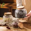 Vintage Begonia Pattern Glass Sealed Jar Storage Box Kitchen Household Dried Fruit Snacks Large Capacity Storage Jar Container 6