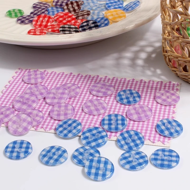 12.5 MM 라운드 격자 무늬 스트라이프 수지 바느질 단추 아동복 스크랩북 장식 Botones 수공예 Diy 액세서리 100 개/몫